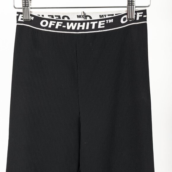 Off-White Black Logo-Waistband Ribbed Leggings - Picture 3 of 11